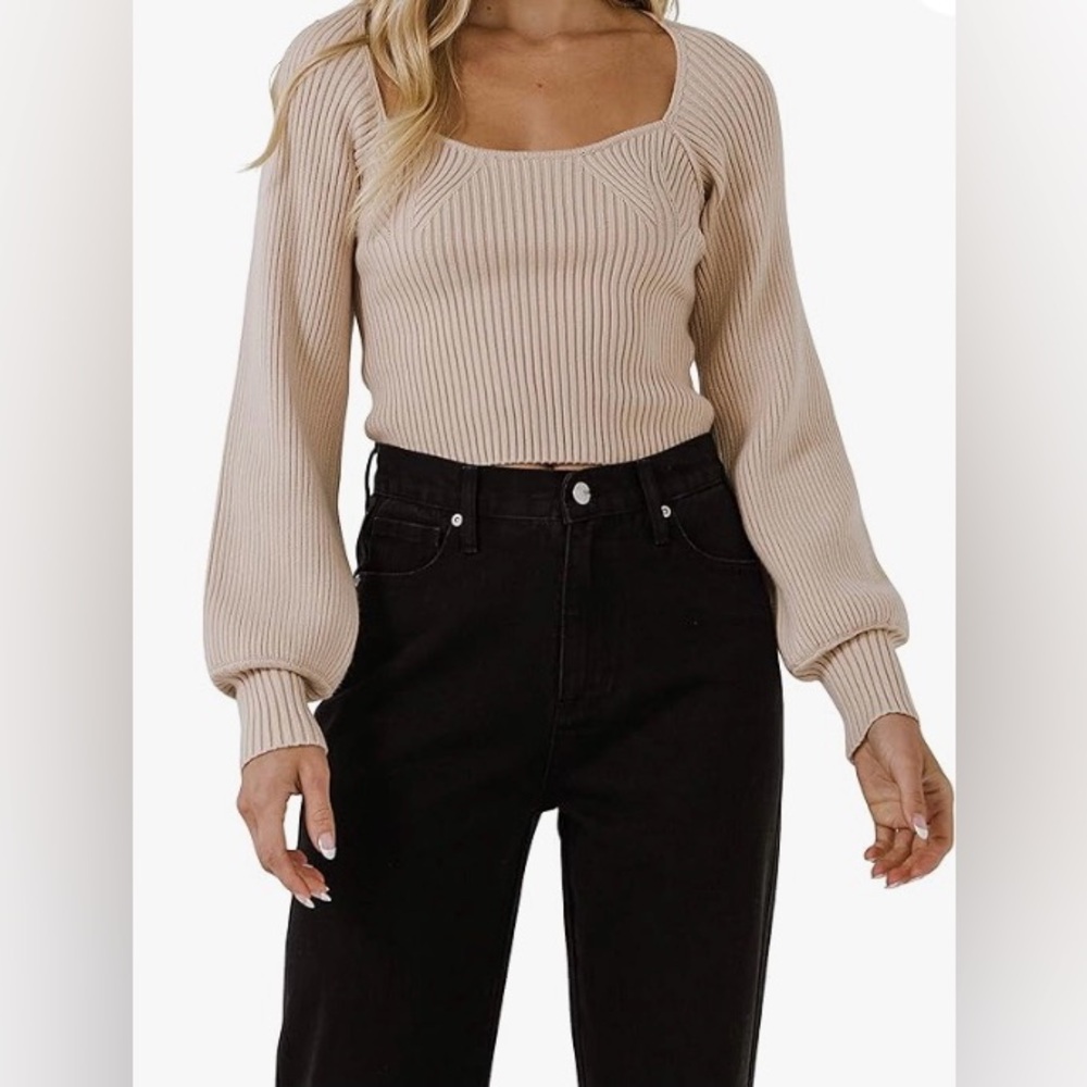 Square Neck Ribbed Sweater